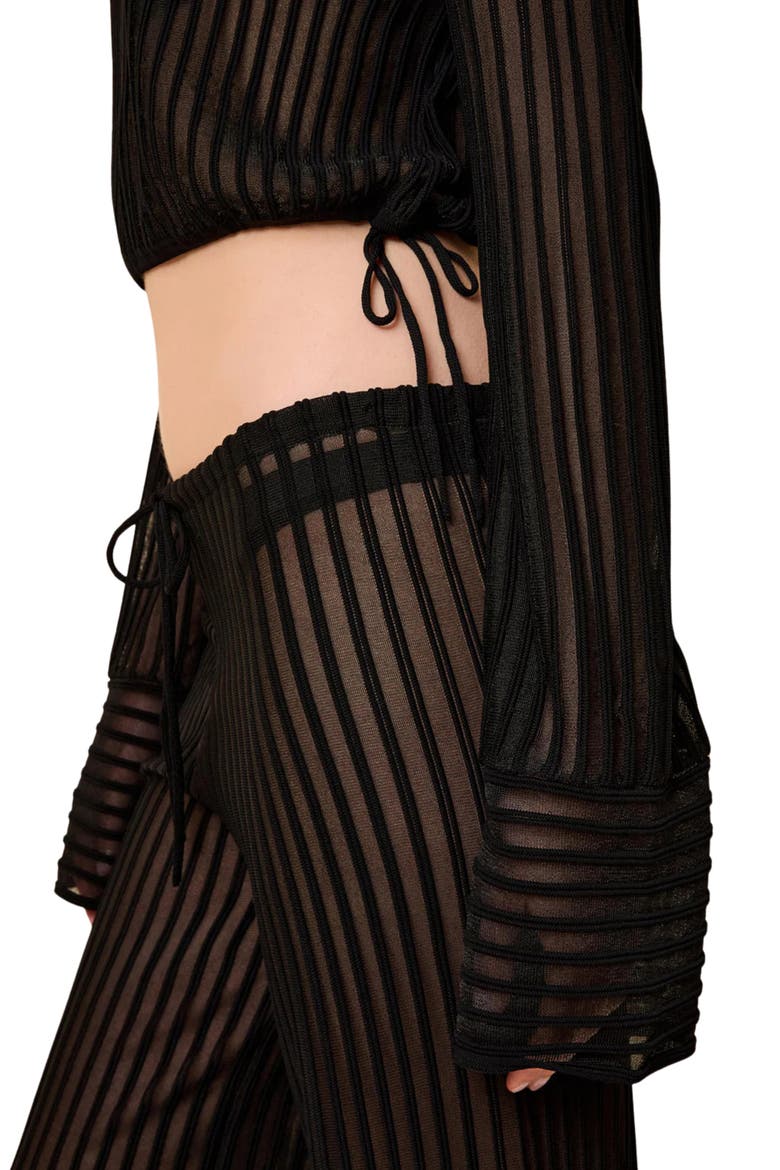 The Athena Stripe Wide Leg Cover-Up Pants, Alternate, color, NOIR