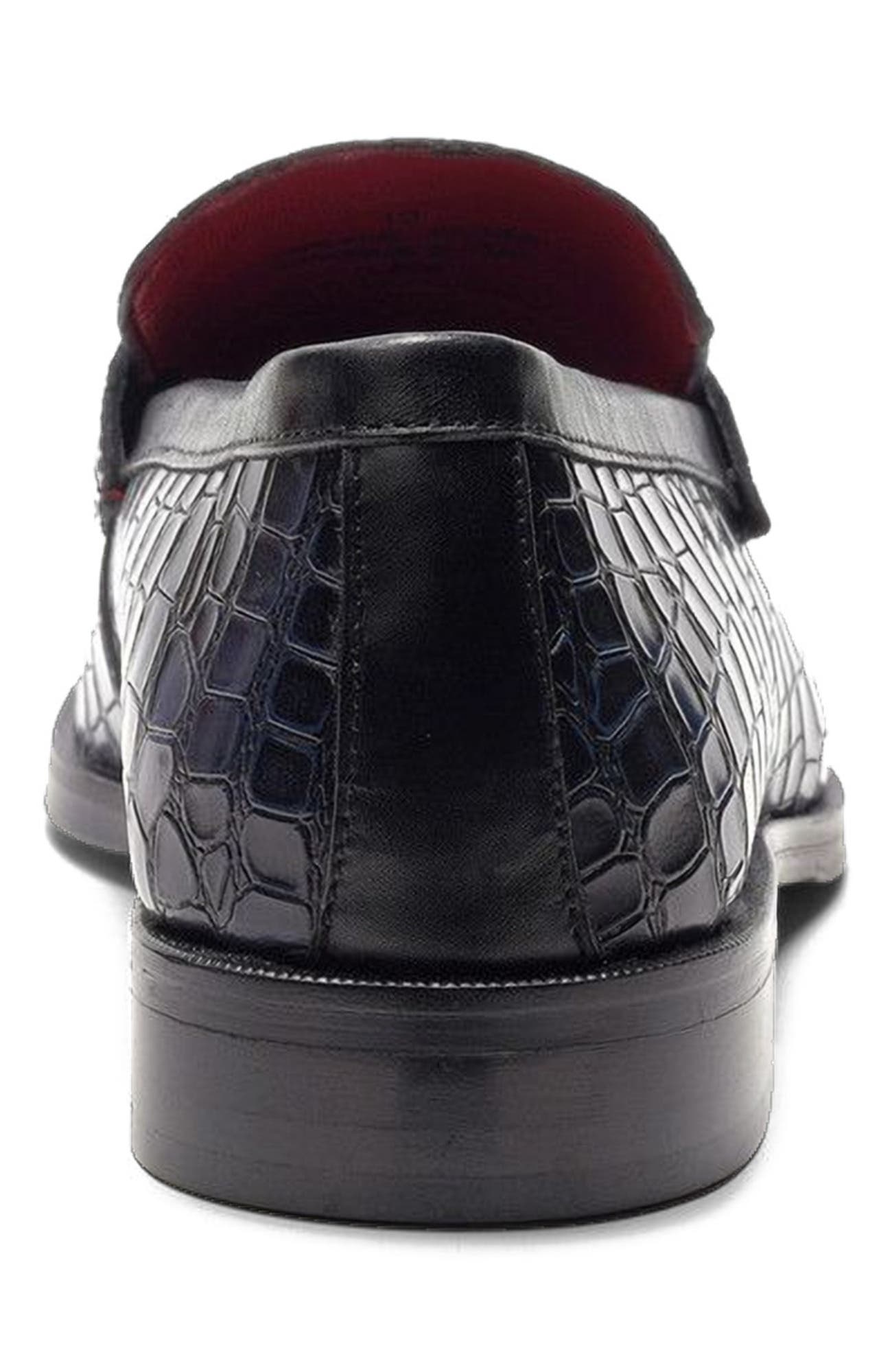 Nocturne Penny Loafer, Alternate, color, Navy Croco Print