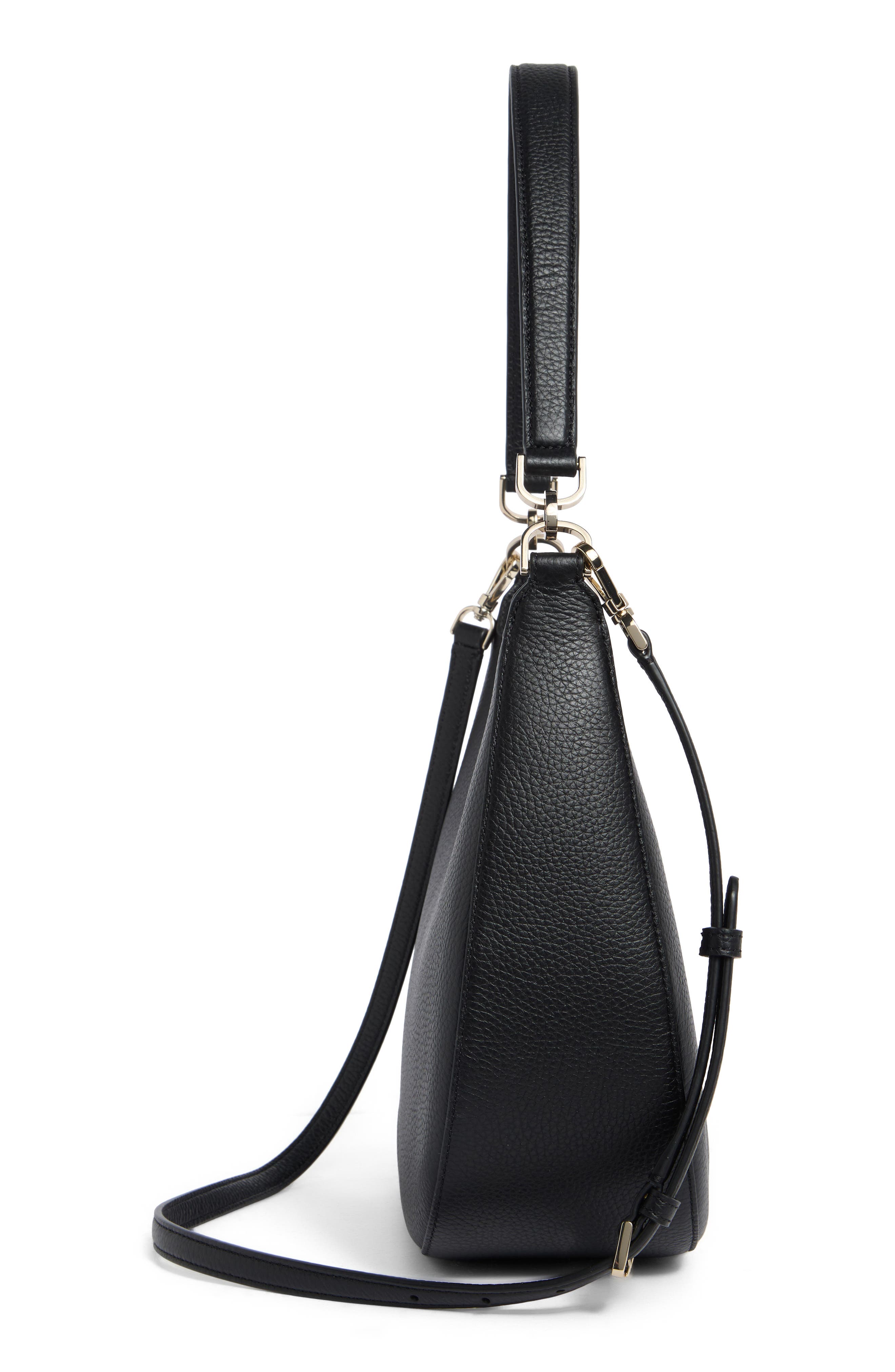Kate Spade New York janie pebbled leather shoulder bag, Alternate, color, Black
