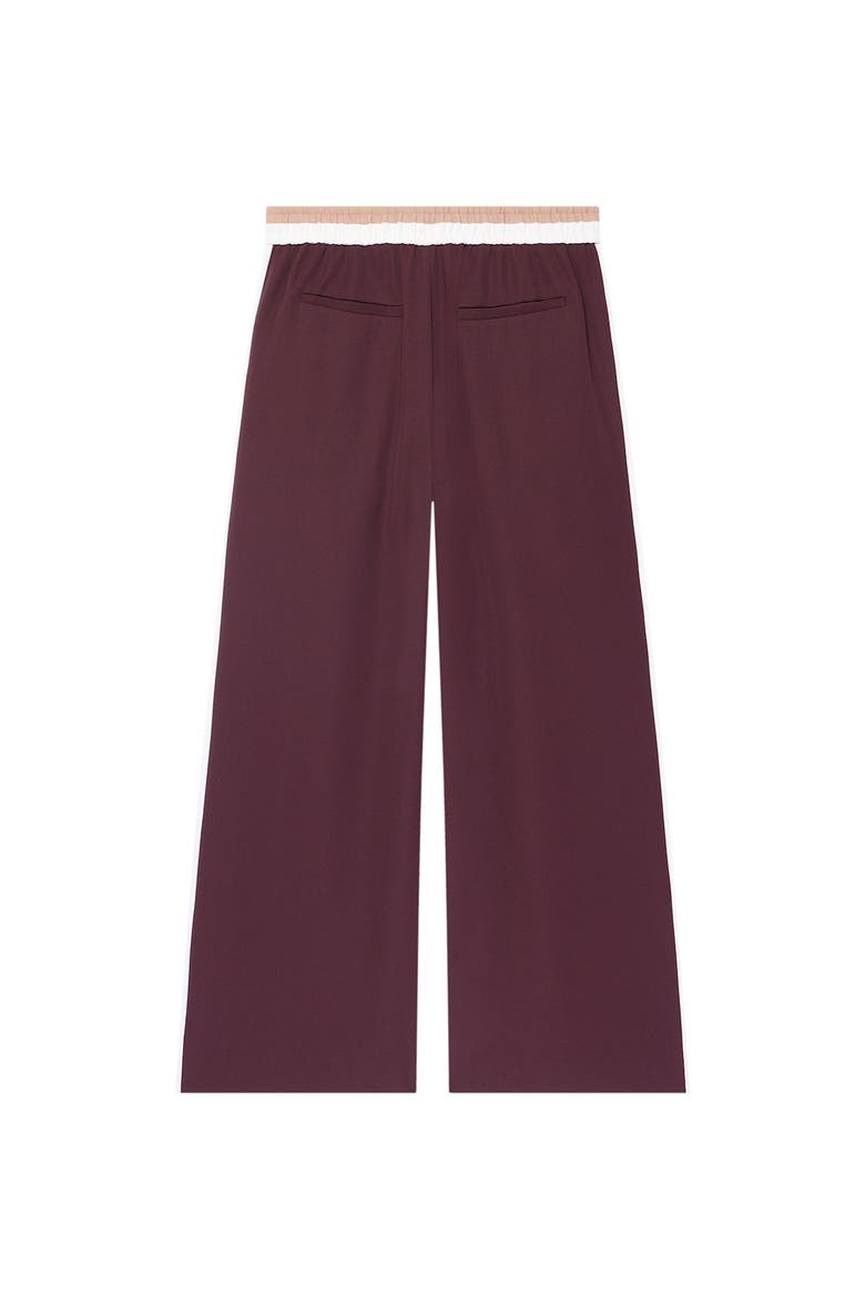 Side Stripe Tie Waist Wide Leg Trousers, Alternate, color, Burgundy