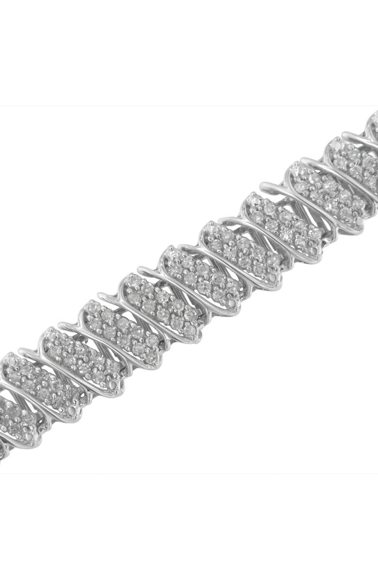 Haus of Brilliance Silver 3.0 Cttw Diamond Multi Row Cluster Slanted Wave Link Tennis Bracelet, Alternate, color, White