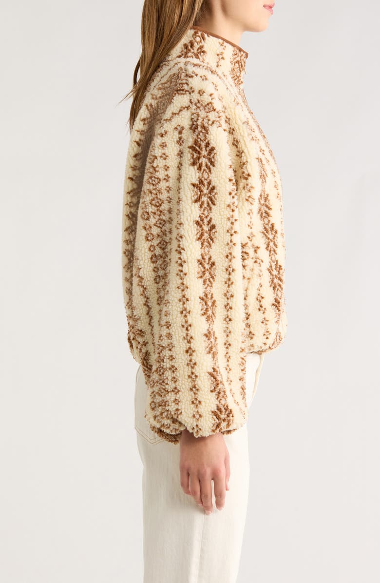 All in Favor High Pile Fleece Jacket, Alternate, color, Ivory/ Butter Brown