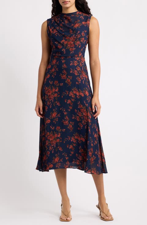 Marlette Floral Drape Bodice Dress