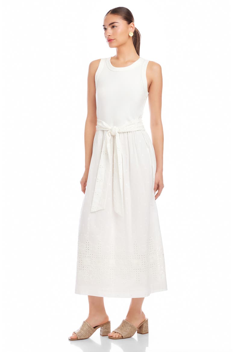 Seline Stretch Cotton Blend Midi Dress, Alternate, color, OFF WHITE