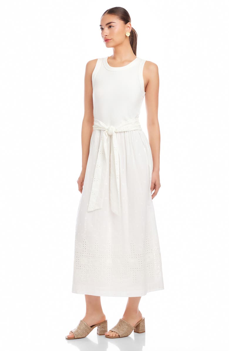 FIFTEEN TWENTY Seline Stretch Cotton Blend Midi Dress, Alternate, color, Off White