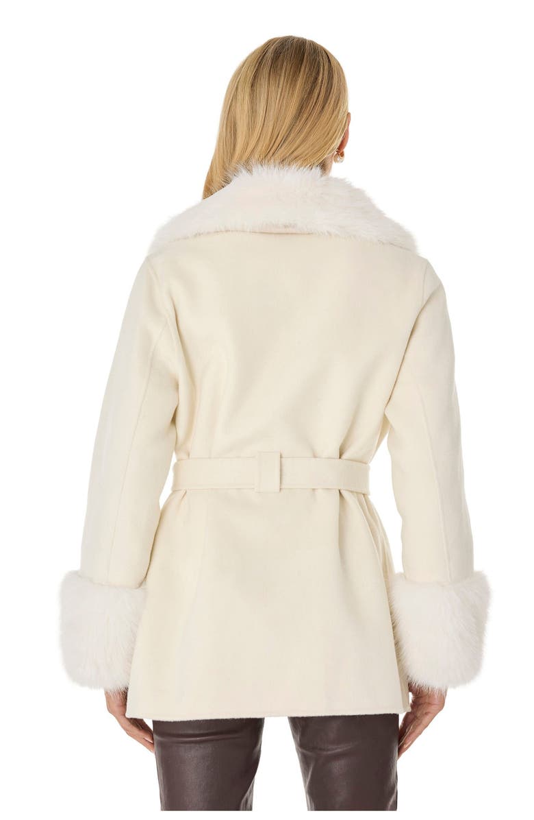 The Noli Shop Isabel Faux Fur Trim Coat, Alternate, color, White