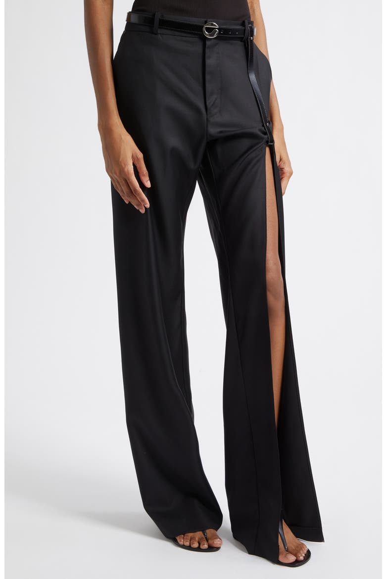 Suspended Leg Tailored Straight Leg Wool Pants, Alternate, color, BLACK