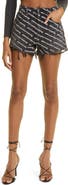 Alexander Wang Bite Logo High Waist Destroyed Hem Cotton Denim Shorts