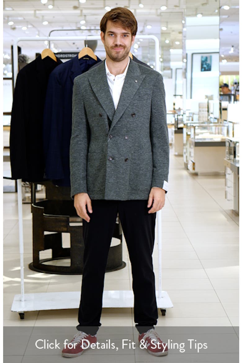 Hall COMFORTWEAR™ Green Mélange Knit Wool Blend Double Breasted Blazer video