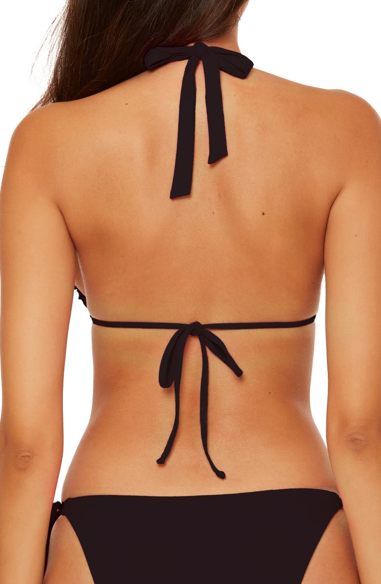 Becca Frills Triangle Bikini Top, Alternate, color, Black