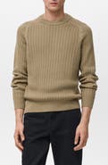 MANGO Cabled Cotton Crewneck Sweater