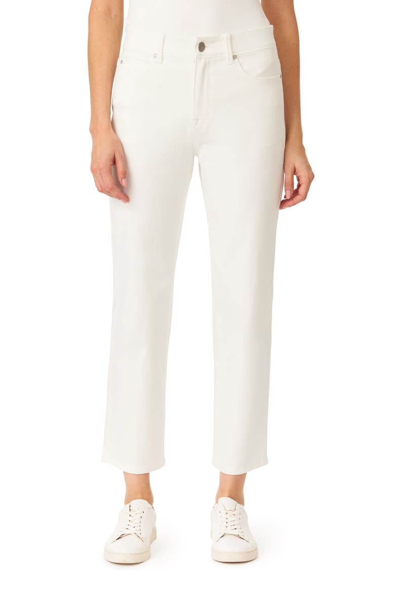 Effortless 27-Inch High Rise Slim Straight Leg Jeans, Main, color, WHISPER WHITE