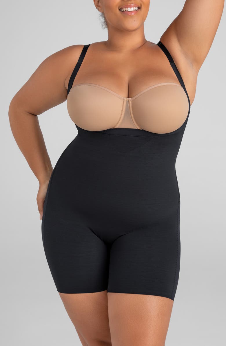 Honeylove Open Bust Bodysuit, Alternate, color, Vamp