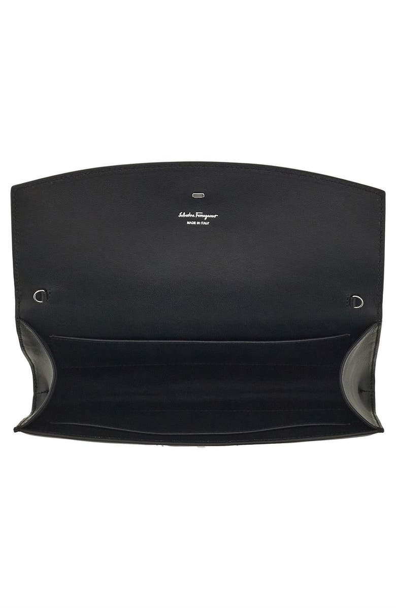 FERRAGAMO Crystal Embellished Leather Clutch, Alternate, color,