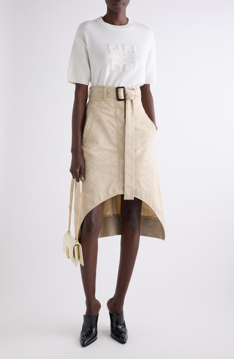 Givenchy 4G Logo Short Sleeve Cashmere Sweater, Alternate, color, White/ Beige