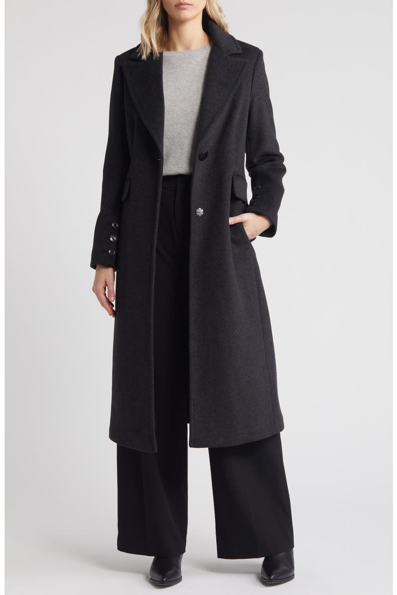 Single Breasted Twill Reefer Coat, Alternate, color, CHARCOAL TWO TONE TWILL