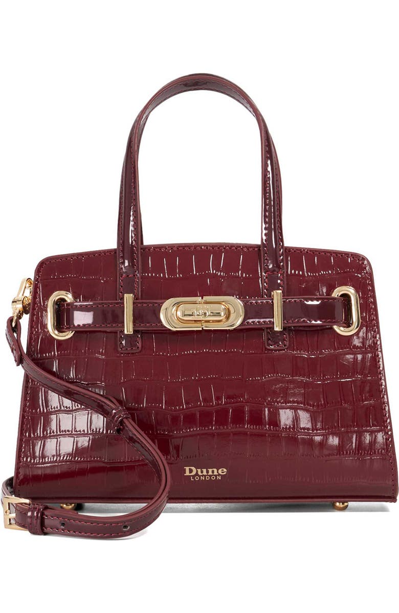 Dune London Dinkydefine Croc Embossed Tote, Main, color, Burgundy