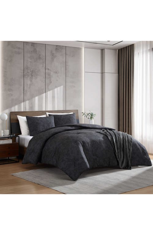 Kenneth Cole New York Floral Silhouette Comforter & Throw Set In Charcoal