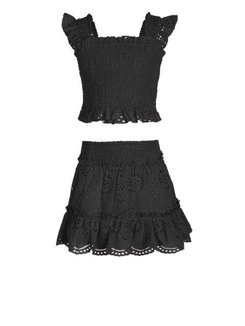 Kayla Smocked Bodice Top & Ruffle Eyelet Skirt Set (Toddler, Little Kids, Big Kid))