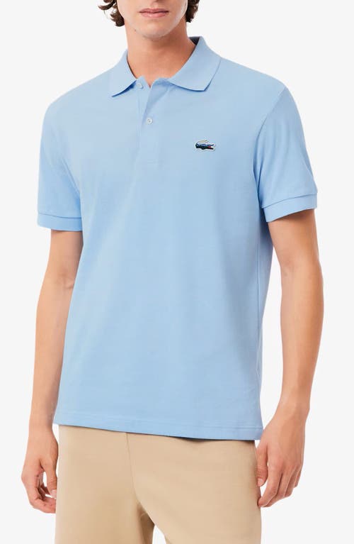 Lacoste Cotton Piquet Polo Shirt In Powder Blue In Blue