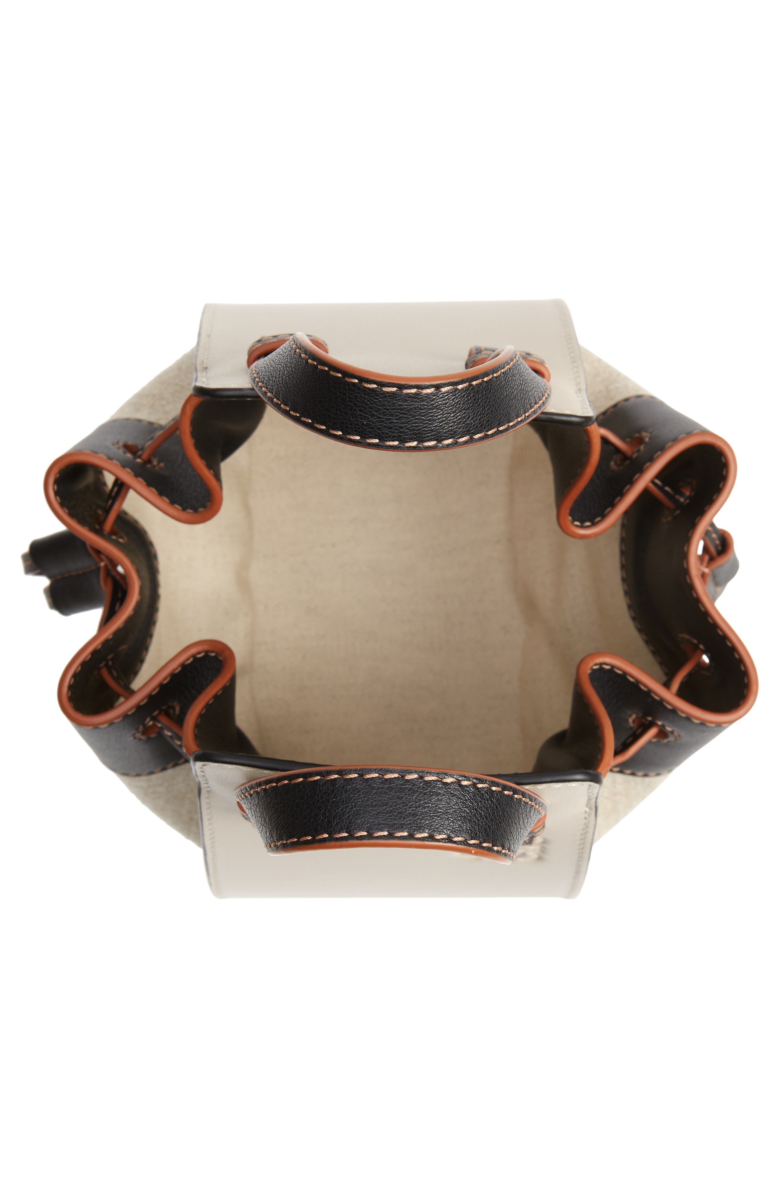 Loewe Mini Hammock Drawstring Linen & Leather Bag, Alternate, color, 