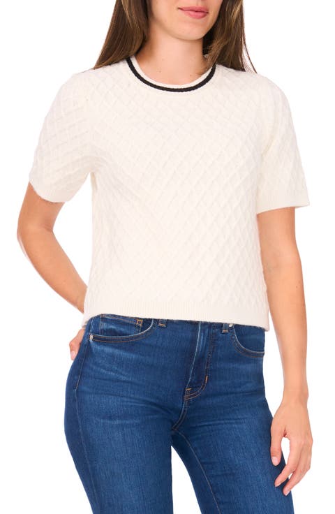 Diamond Stitch Short Sleeve Sweater