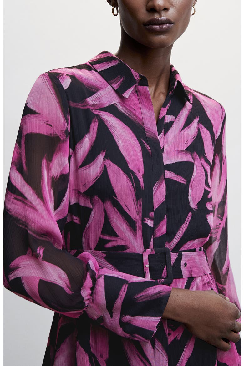 Long Sleeve Leaf Print Dress, Alternate, color, PURPLE/ BLACK