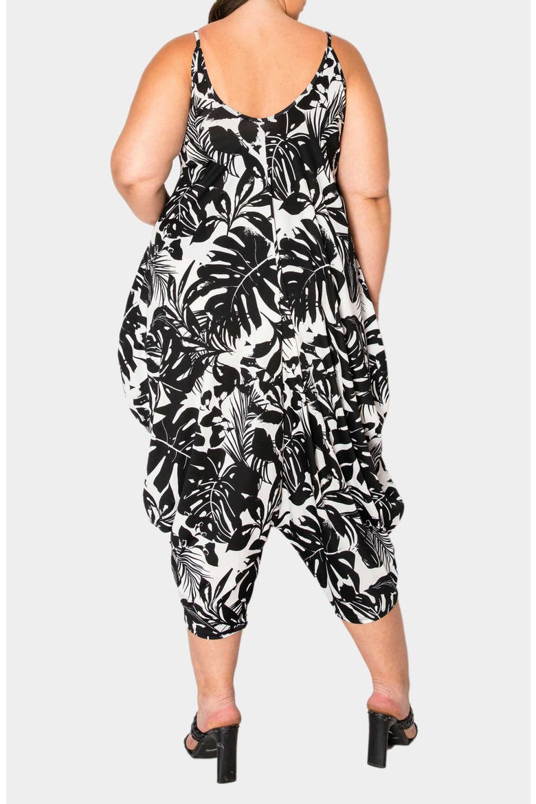 Kiana Palm Print Jumpsuit, Alternate, color, BLACK/WHITE