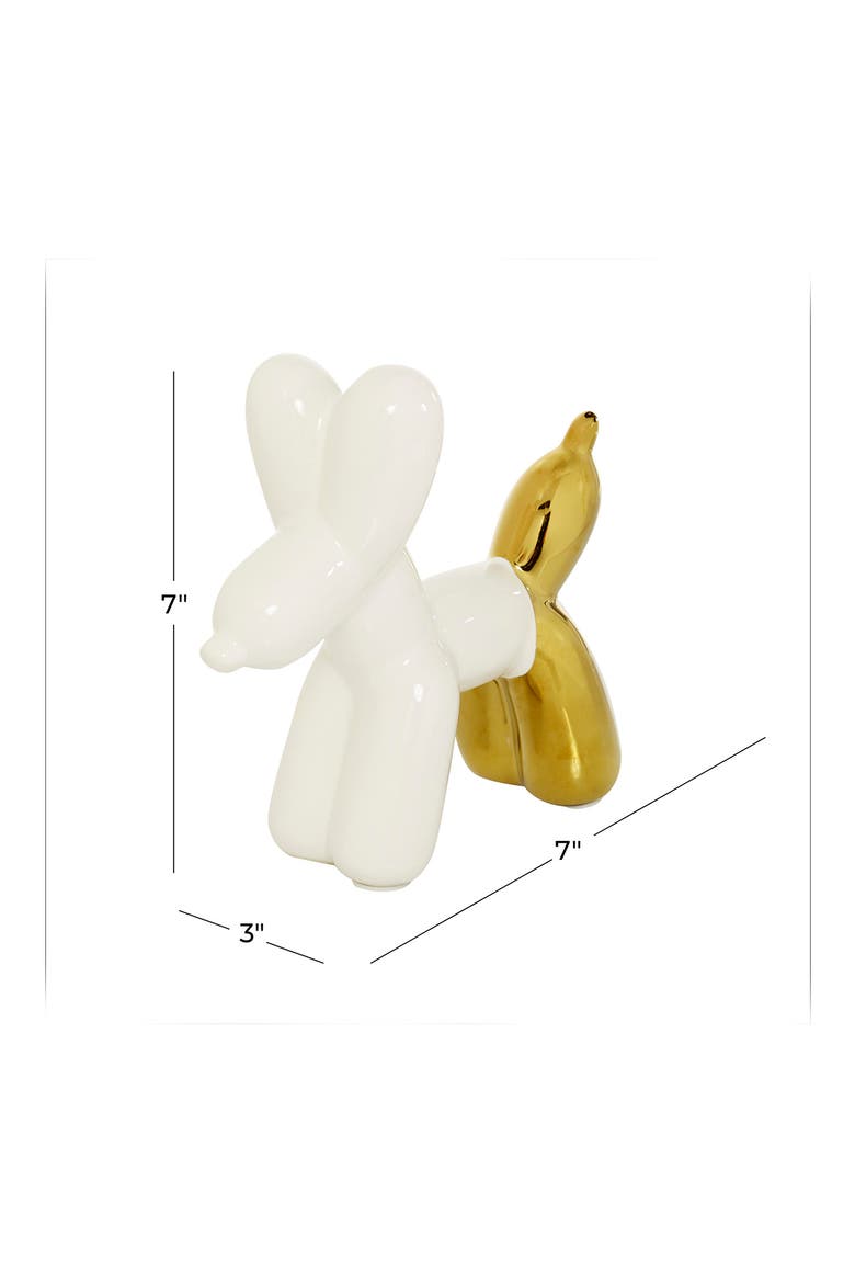 White Ceramic Balloon Dog Sculpture, Alternate, color, GOLD