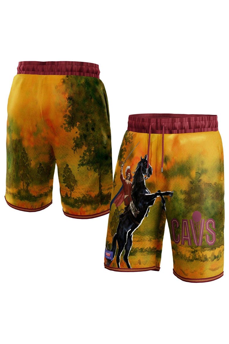 Unisex NBA & KidSuper Studios by Fanatics Wine Cleveland Cavaliers Hometown Shorts, Main, color, Yellow