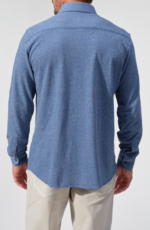Studio Garnet Los Angeles Mélange Knit Button-down Shirt In Blue