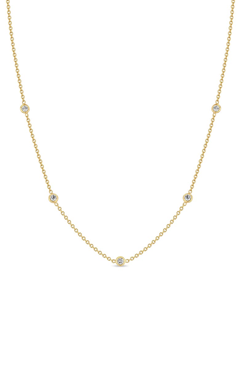 Zoë Chicco 5 Floating Diamond Station Necklace, Main, color, Yellow Gold