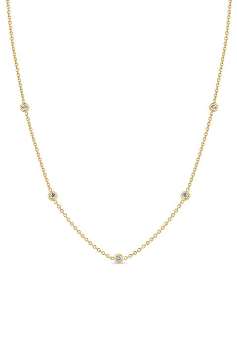 5 Floating Diamond Station Necklace