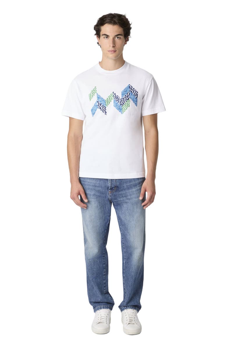 Missoni Short Sleeve T-shirt With Flame Zigzag Insert And Logo, Main, color, White