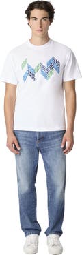 Missoni Short Sleeve T-shirt With Flame Zigzag Insert And Logo