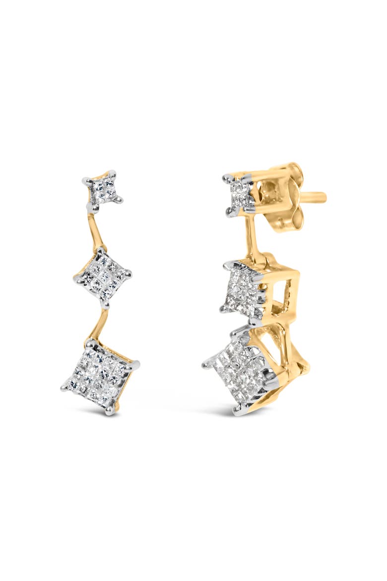 14K Yellow Gold 1 Ct Princess Diamond Earrings, Alternate, color, Yellow