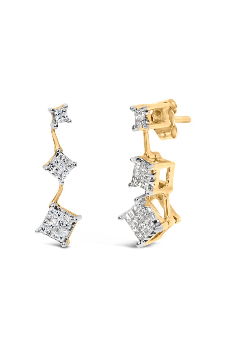 Haus of Brilliance 14K Yellow Gold 1 Ct Princess Diamond Earrings, Alternate, color, Yellow