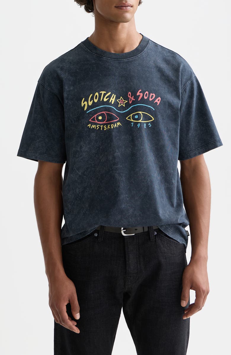 Scotch & Soda Logo Graphic T-Shirt, Main, color, Carbon