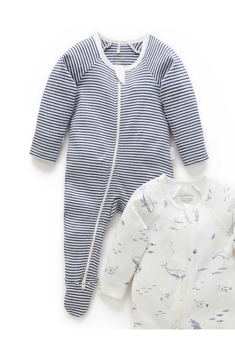 2 Pack Zip Footie, Alternate, color, Vanilla Nautical Pack