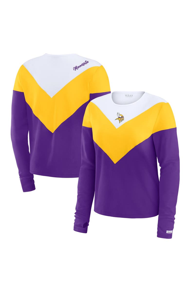 WEAR by Erin Andrews Women's WEAR by Erin Andrews Purple/Gold Minnesota Vikings Chevron Tri-Blend Long Sleeve T-Shirt, Main, color, Purple