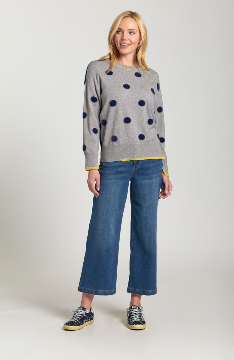 APNY Contrast Dot Sweater, Alternate, color, Light Heather Grey/ Navy