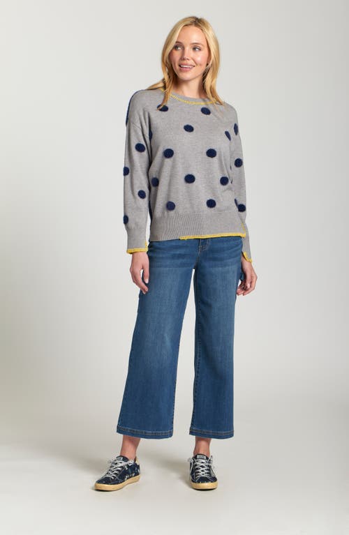 Apny Contrast Dot Sweater In Gray