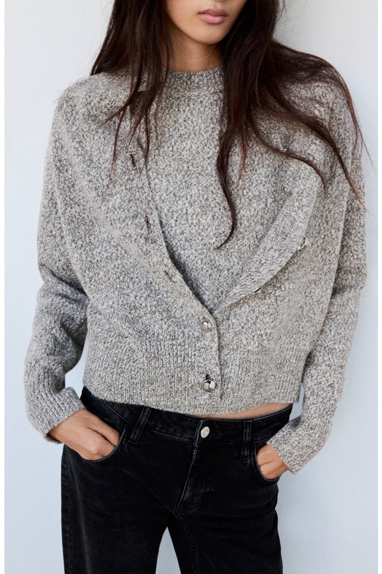 Yudith Button Front Cardigan, Main, color, LIGHT HEATHER GREY