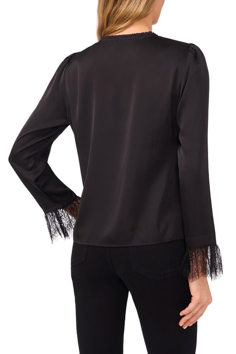 Pintuck Lace Trim Top, Alternate, color, RICH BLACK