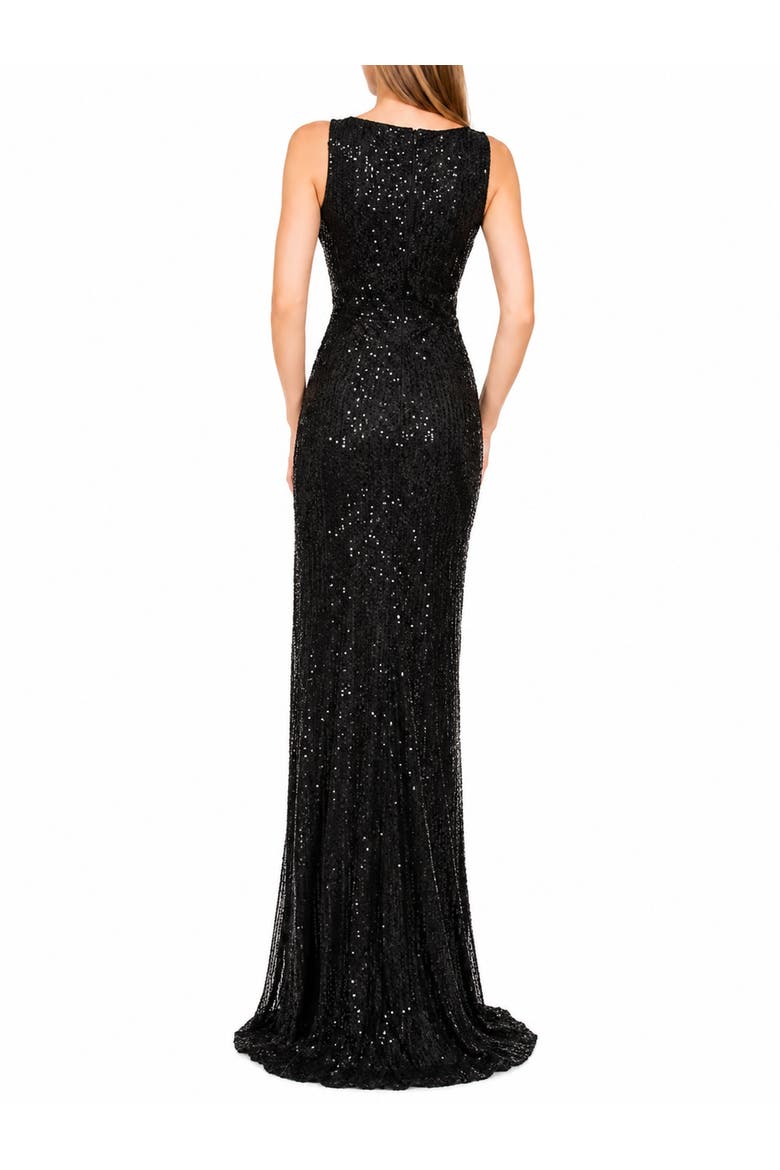 Beaded Black Gown with Slit, Alternate, color, Black