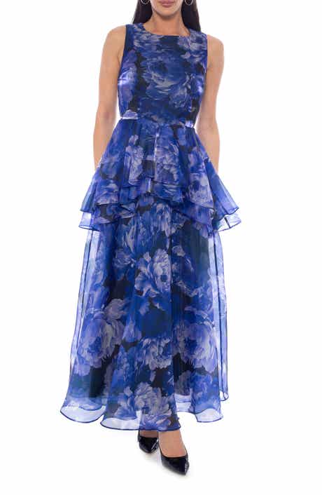 Sleeveless Print Organza Gown