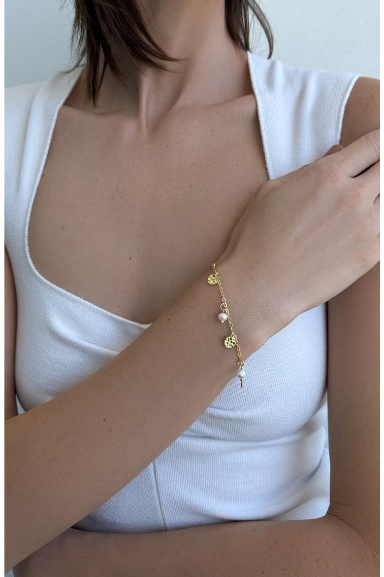 Freshwater Pearl Station Bracelet, Alternate, color, GOLD/ WHITE