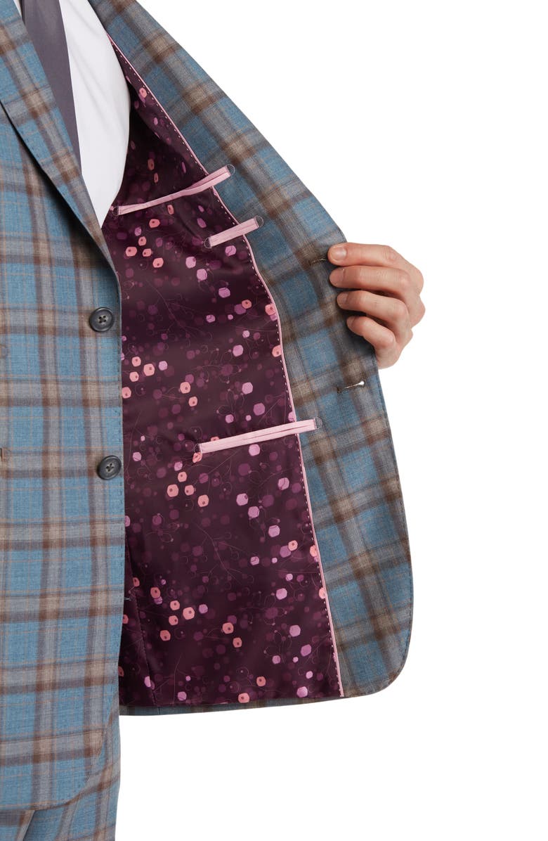 English Laundry Plaid Two Button Peak Lapel Wool Blend Trim Fit Suit, Alternate, color, 
