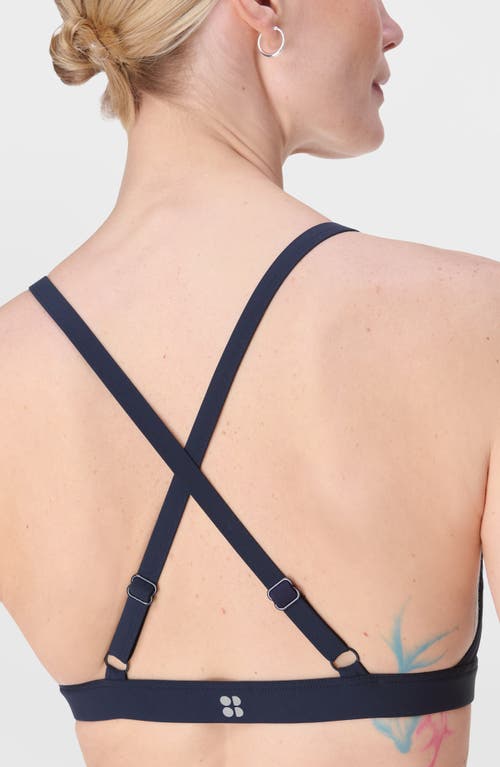 Sweaty Betty Core Racerback Bikini Top In Blue Coastal Stripe