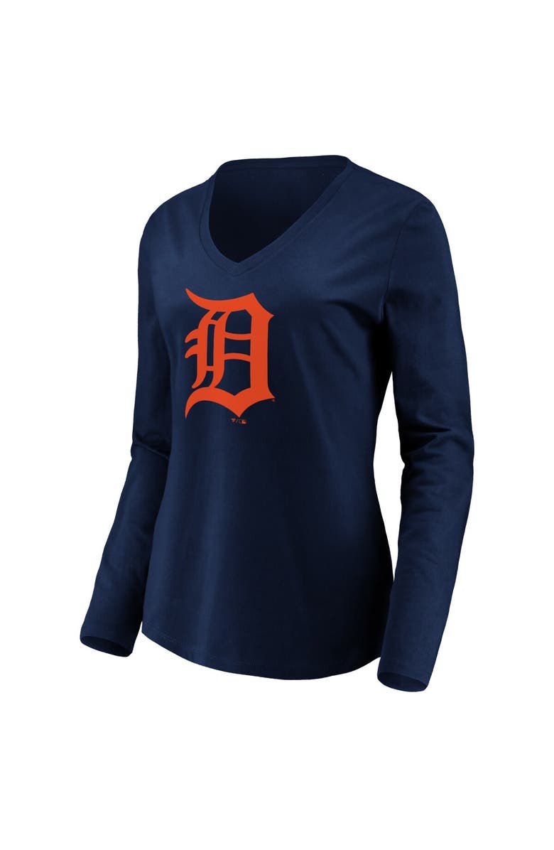 FANATICS Women's Fanatics Branded Navy Detroit Tigers Official Logo Long Sleeve V-Neck T-Shirt, Alternate, color,